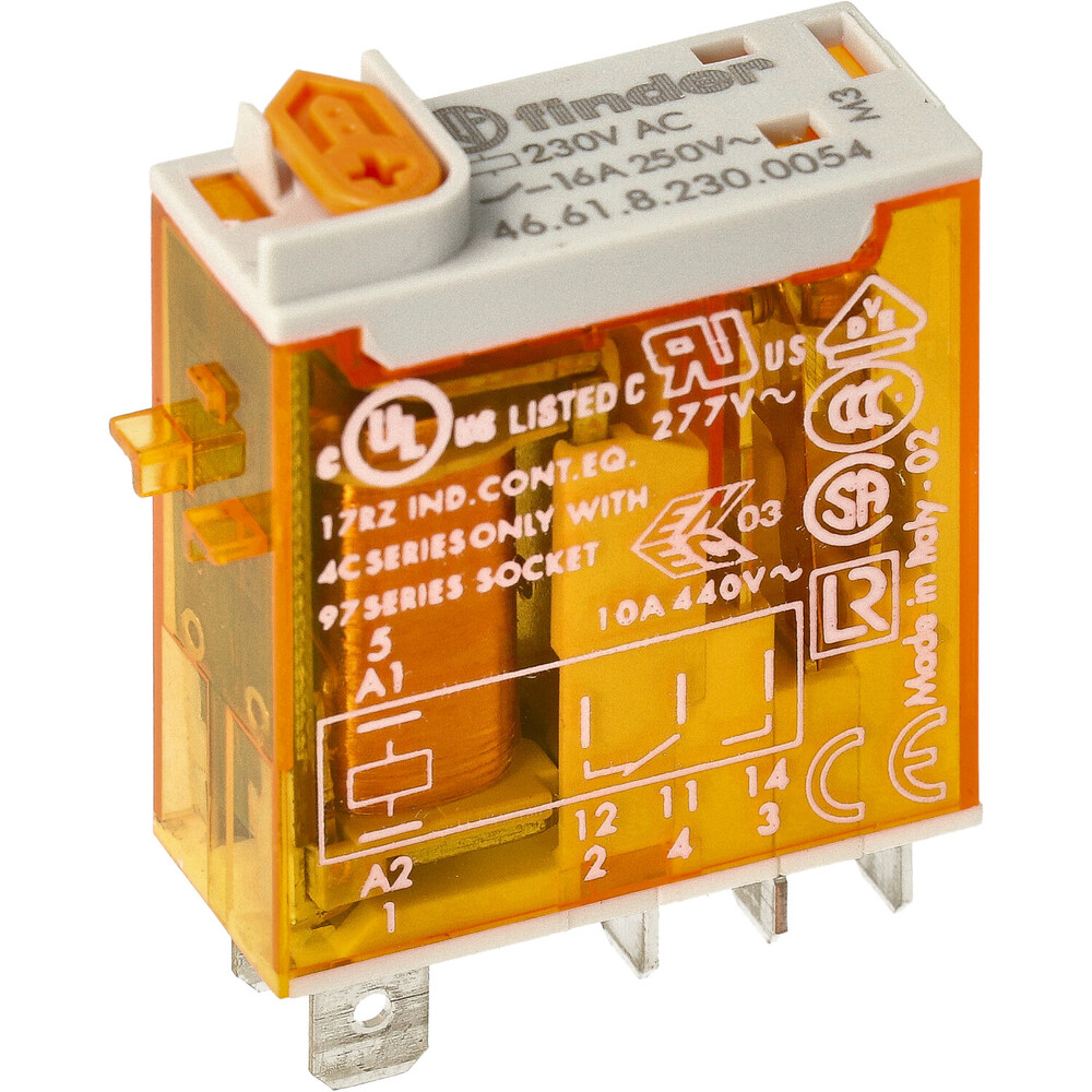 Finder 16A Industrieel Relais Met LED En Testknop - 46.61.8.230.0054