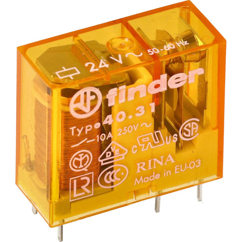 Finder 40.31 PCB Relais 10A 24VAC Enkelpolig - 40.31.8.024.0000
