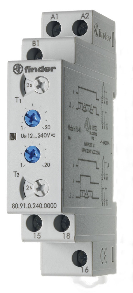 Finder 80.91 Relé Temporizador 16A 240V Destellador Asimétrico - 80.91.0.240.0000