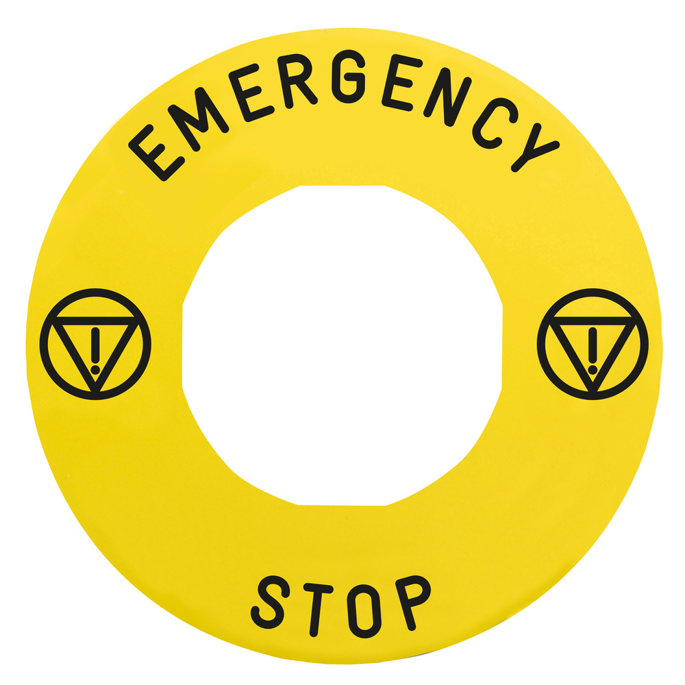 Harmony 60mm Yellow Emergency Stop Legend Plate - ZBY9330T