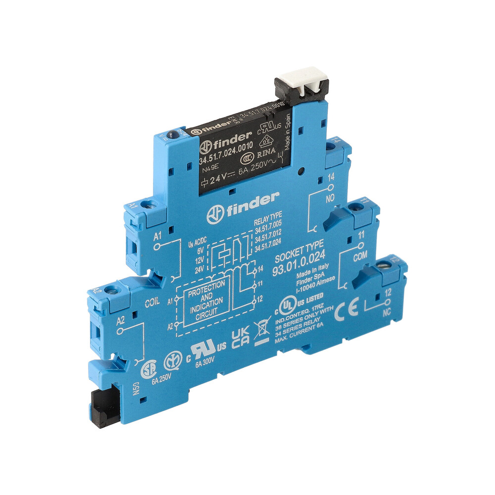 Finder 38.51 Interface Relay 6A 24V AC/DC With LED - 38.51.0.024.0060