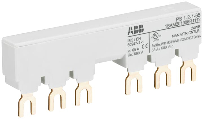 ABB Barres De Distribution Triphasées MS116/132 65A Avec Interrupteur Auxiliaire - 1SAM201906R1112