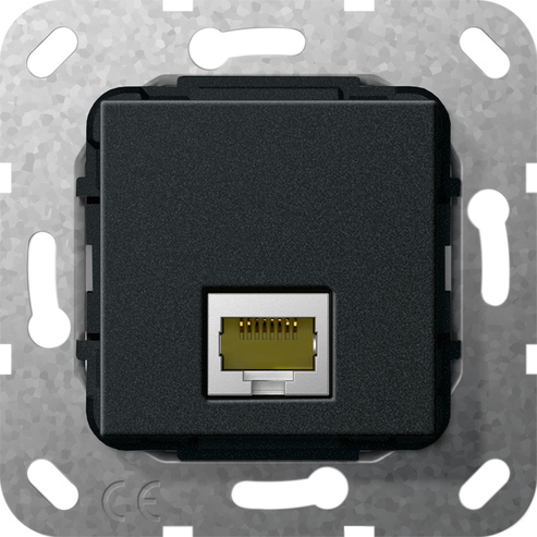 Gira RJ45 Cat 6A 10GB Gender Changer Base Module Black - 569510