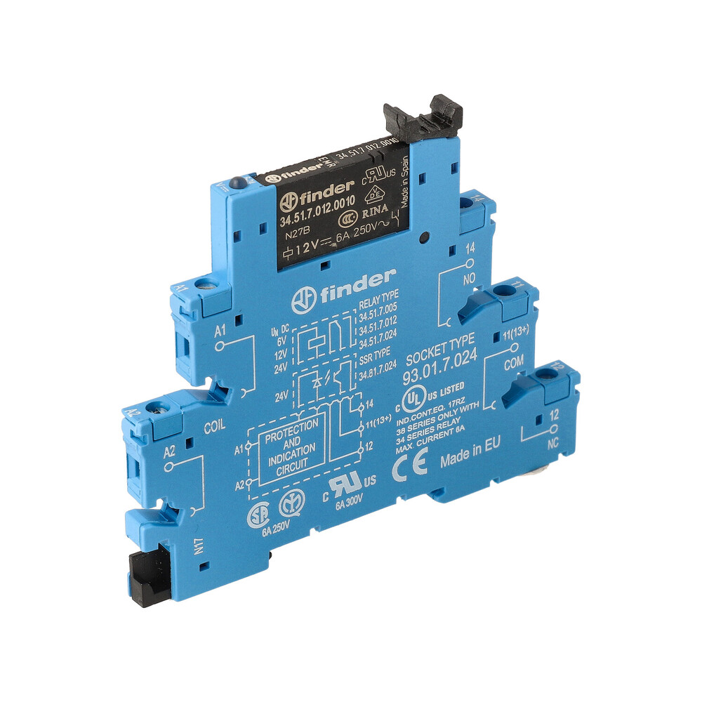 Módulo De Relé De Interfaz Finder 6A 12VDC Monopolar - 38.51.7.012.0050