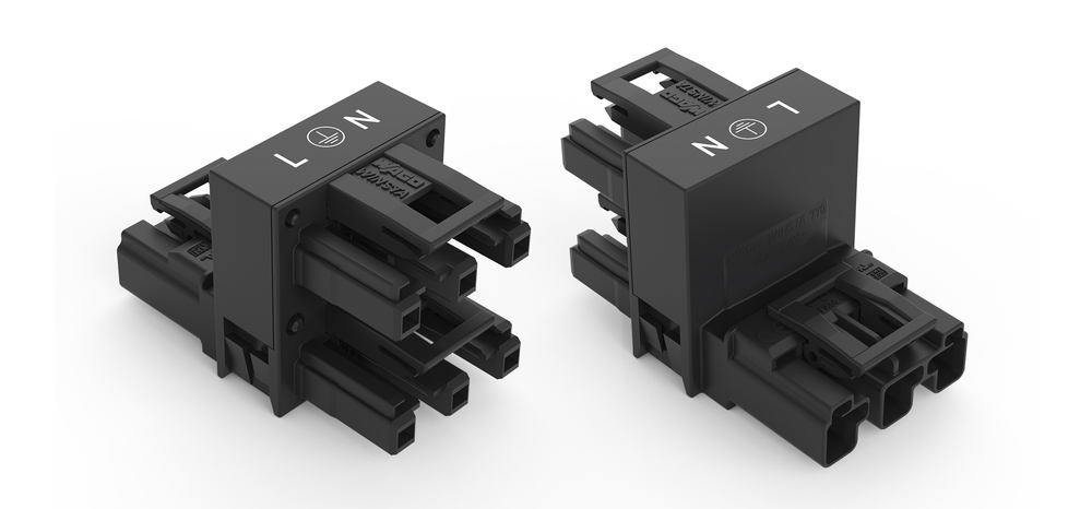 Wago 770-636 3-Pole H-Distribution Connector Black - 770-636
