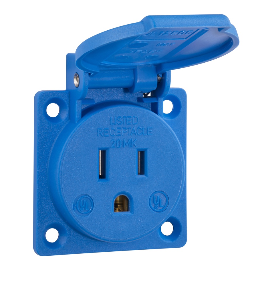 UL Rated Socket Outlet 125V 15A Blue NEMA 5-15R - UL12505