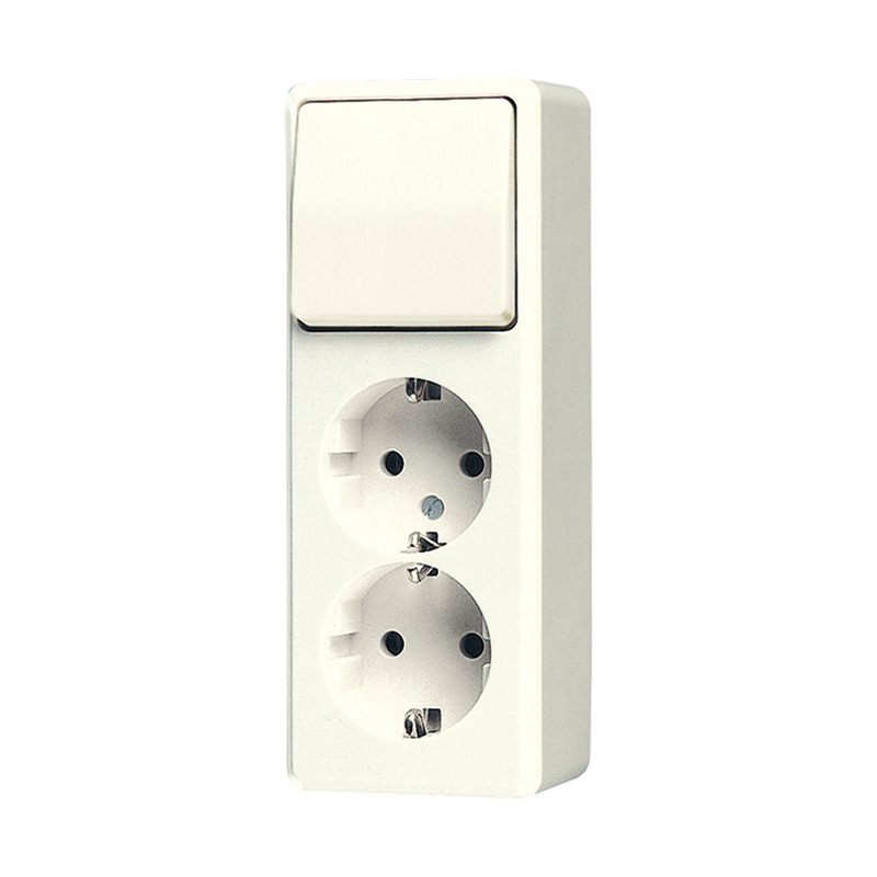 Jung AP600 Dual Socket Switch Combination White - 626A