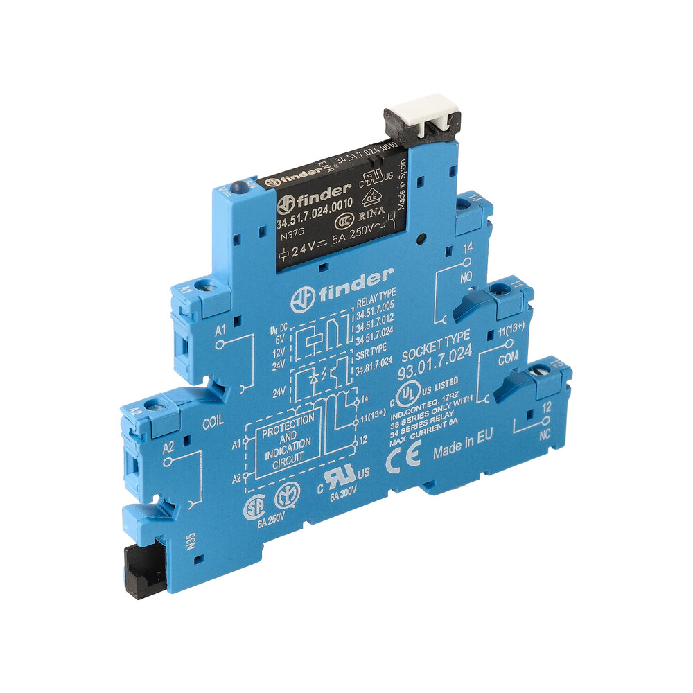 Finder 38.51 Schnittstellenrelais 6A 24VDC Mit LED - 38.51.7.024.0050