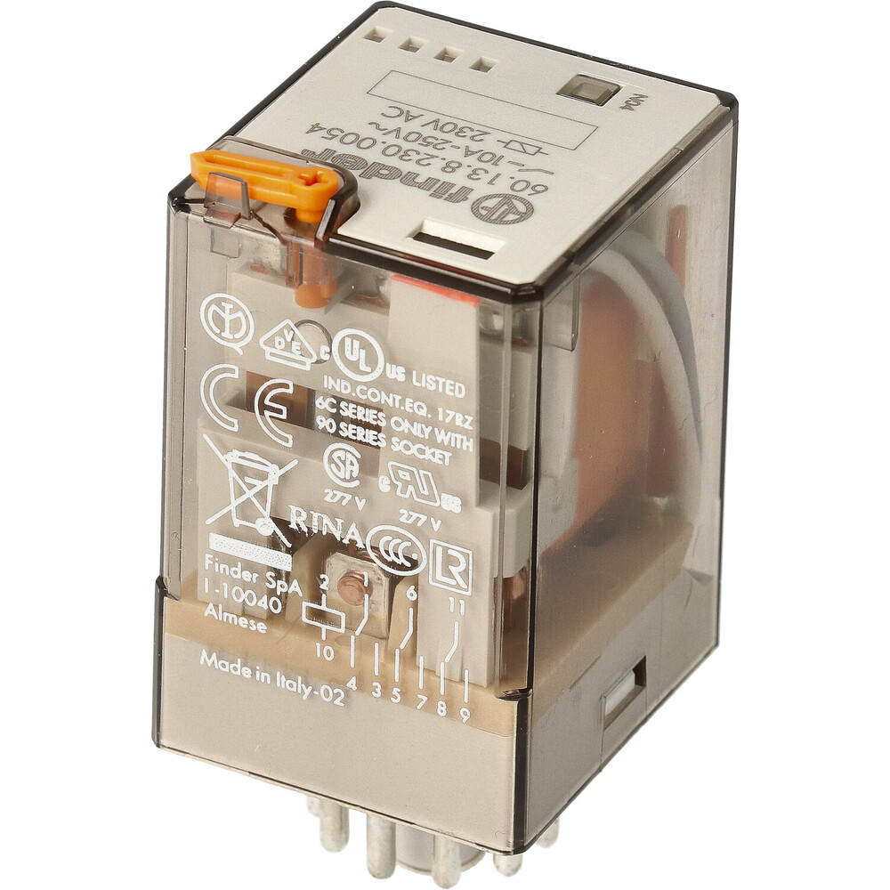 Finder Industrieel Relais 3CO 10A 230VAC Met LED - 60.13.8.230.0054