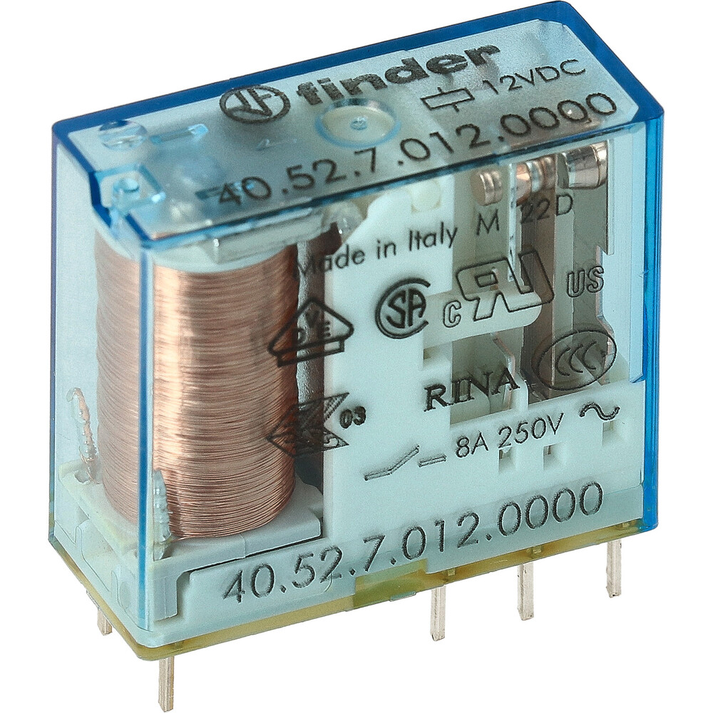 Finder 40.52 Dual PCB Relais 8A 12VDC AgNi Kontakte - 40.52.7.012.0000