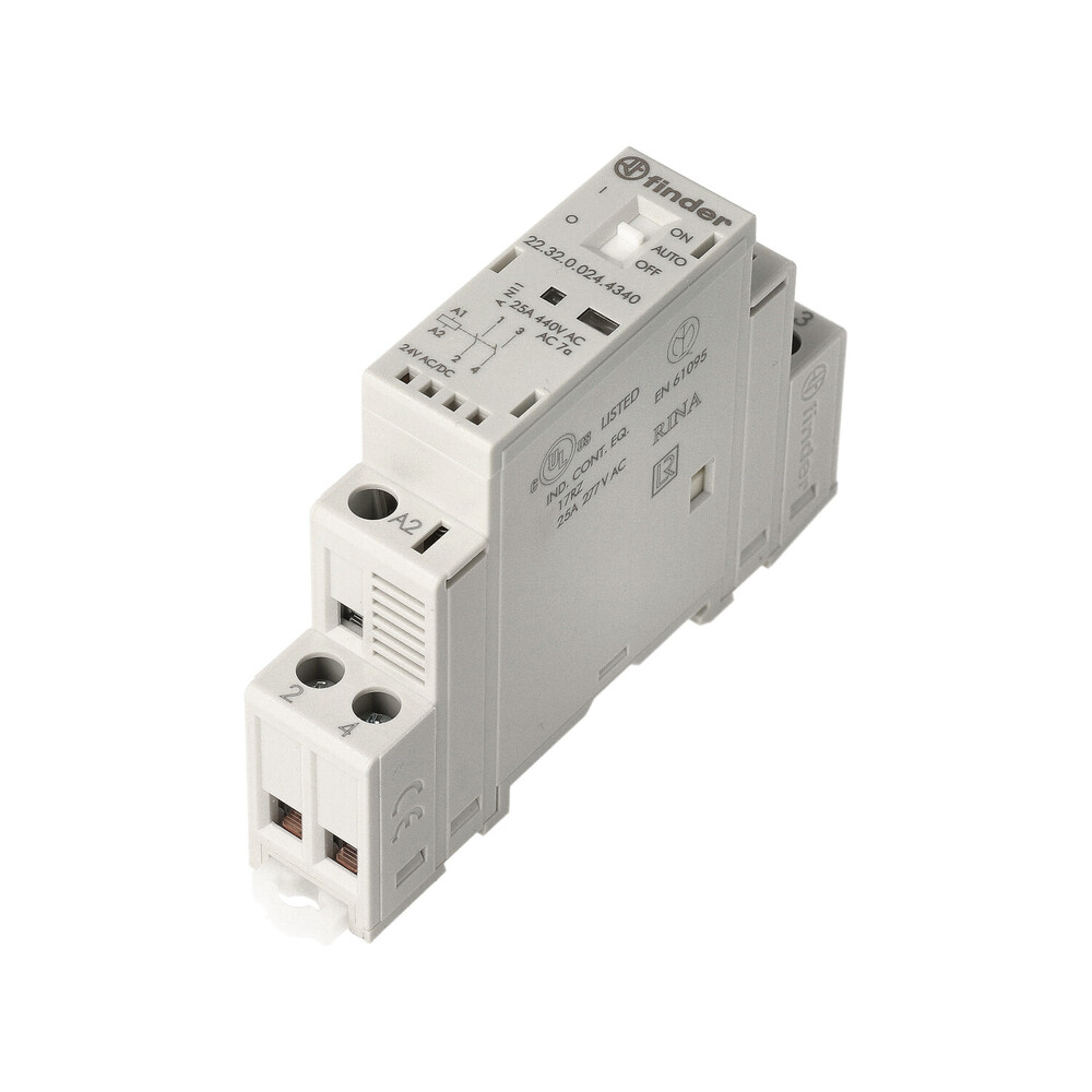 Finder 22.32 Modulaire Contacteur 25A 24V AC/DC 2NO - 22.32.0.024.4340