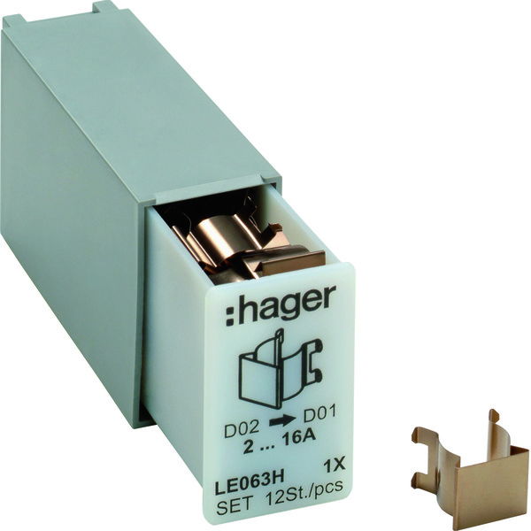 Hager D02 A D01 Fusible Anillo De Reducción Conjunto - LE063H [12 Piezas]