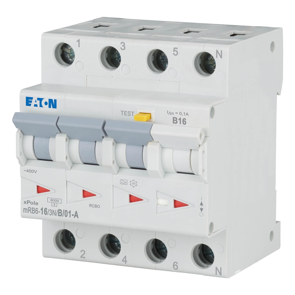 Eaton MRB6 RCBO 16A 100mA 3P+N B-Caractéristique 6kA - 120654