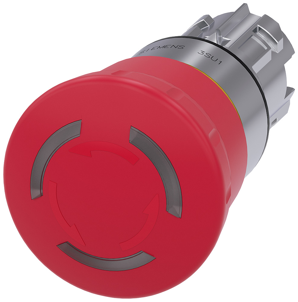 Bouton D'Arrêt D'Urgence Éclairé Siemens 40mm Métal - 3SU10511HB200AA0