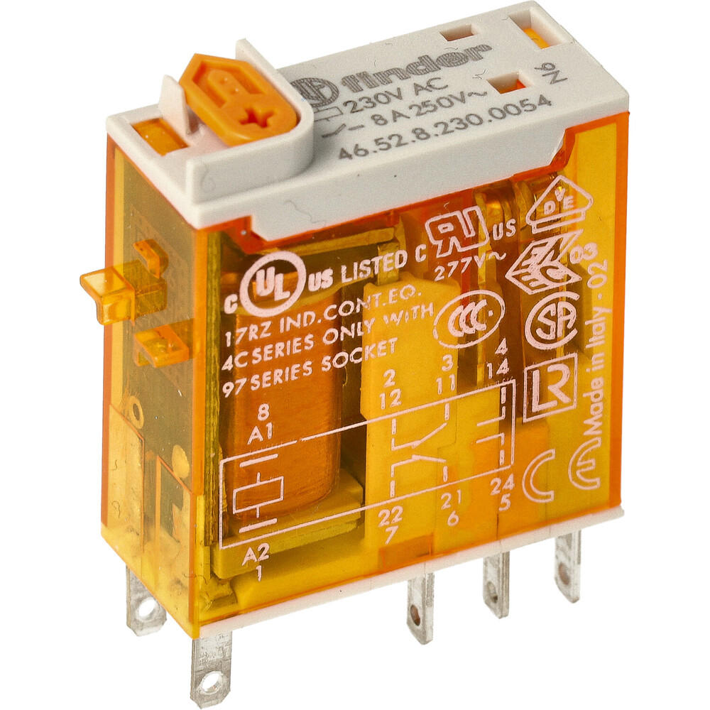 Finder 46.52 Mini Relais Industriel 8A 230VAC Avec LED De Test - 46.52.8.230.0054