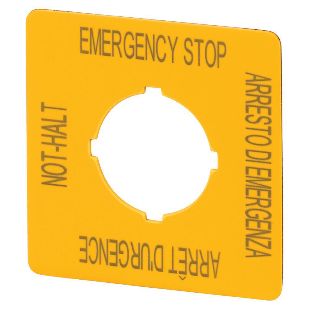 Etiqueta De Parada De Emergencia Eaton M22 Amarillo Cuadrado 50x50mm - 121373