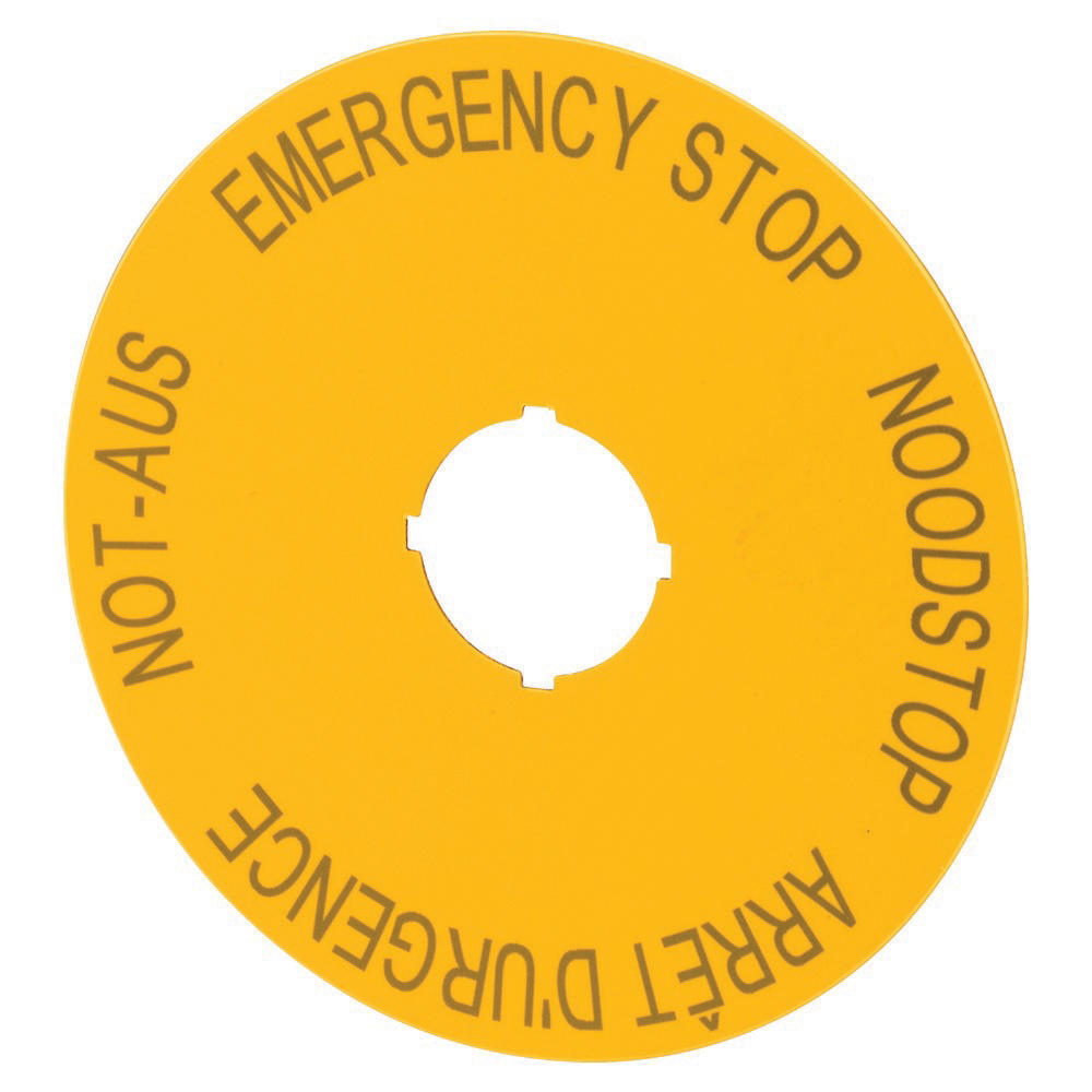 Not-Aus-Schild 90mm Mehrsprachig Gelb - 216467
