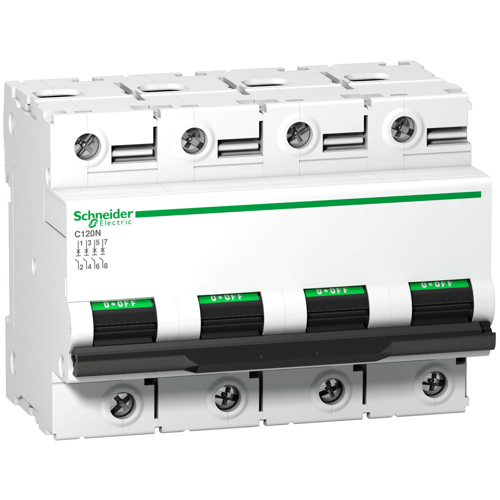 Schneider C120N 4P 100A Circuit Breaker B-Characteristic - A9N18354