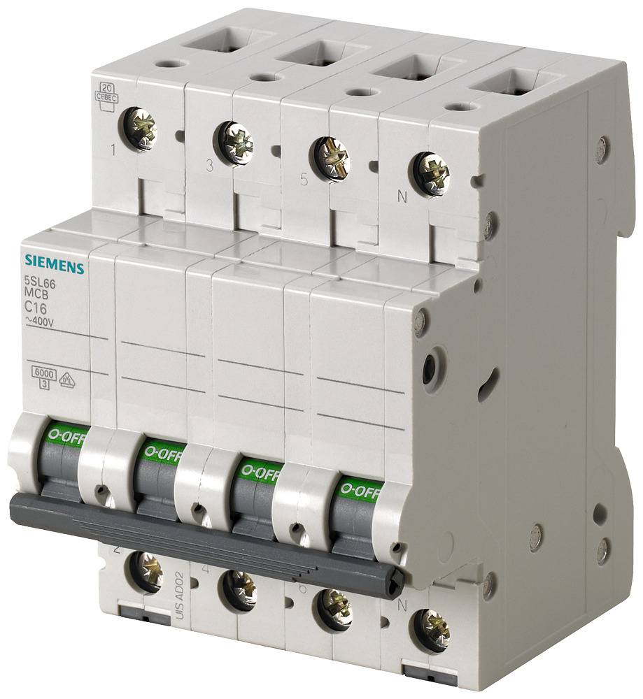 Siemens 5SL6616-7 Schutzschalter 3P+N 16A 400V 6kA - 5SL66167
