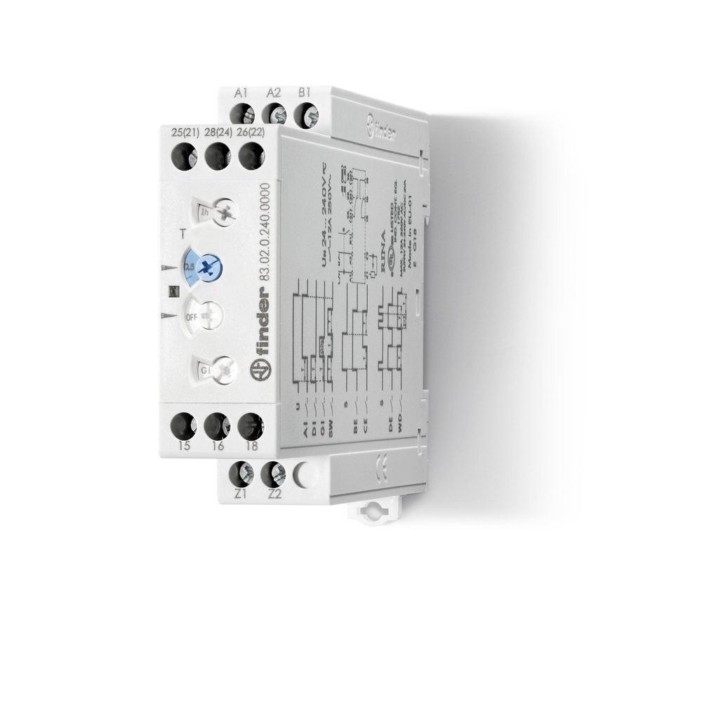 Finder 83 Serie Multifunctionele Timer Relais 24-240V AC/DC - 83.02.0.240.0000