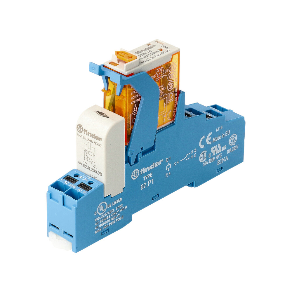 Finder 16A Interface Relais Met Insteek Terminal - 4C.P1.8.230.0060