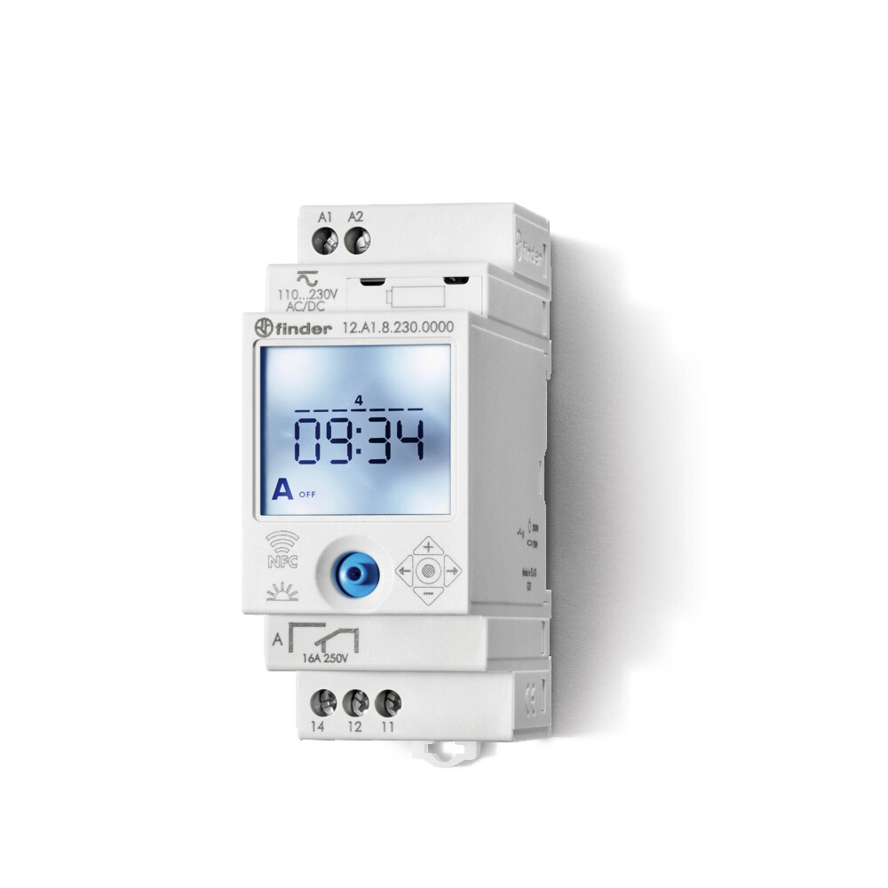 Finder Astronomische Tijdschakelaar 16A 230V Digitaal NFC - 12.A1.8.230.0000