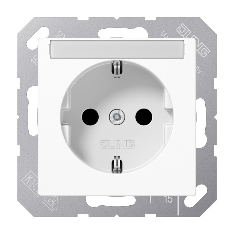JUNG A500 Wandcontactdoos Met Tekstveld 16A 250V (Europese Stekkerdoos) - A1520NBFNAWW