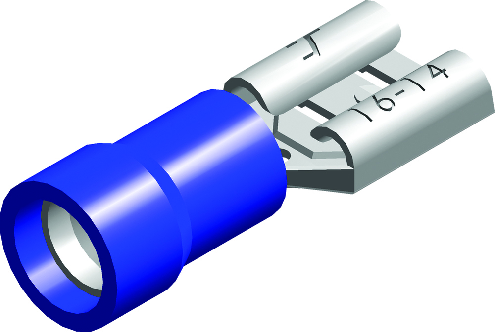 Conex Blue PVC Spade Connector 1.5-2.5mm² 4.8x0.5 - CE080203 [100 Pieces]