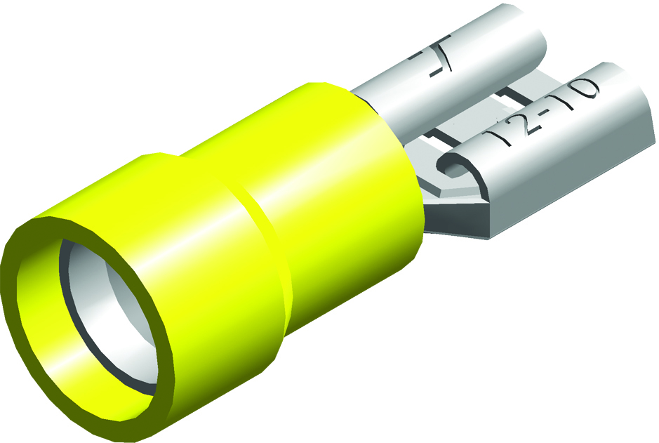 PVC Insulated Spade Connector 4.0-6.0mm² Yellow - CE080301 [100 Pieces]