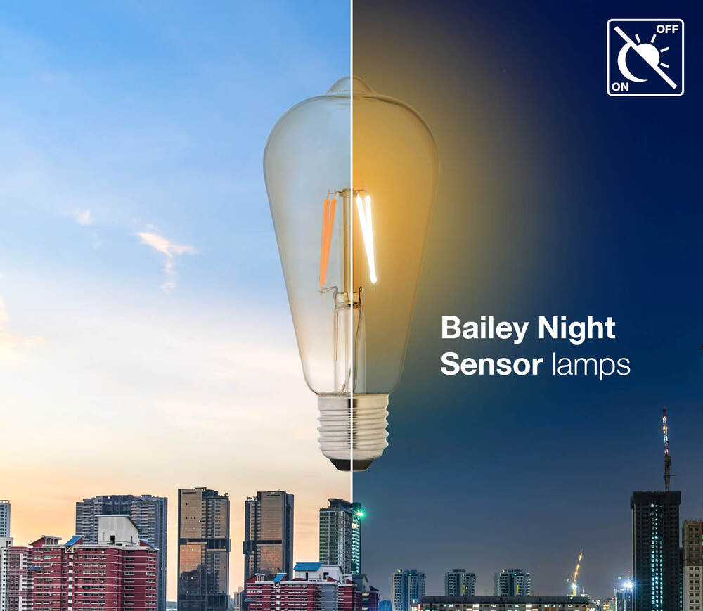 Bailey Led Filament St64 E27 Gouden Dag Nacht Sensor Lamp - 141867