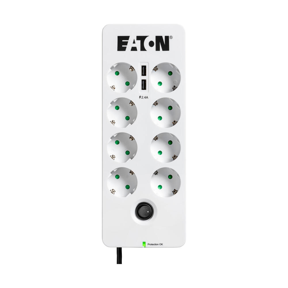 Eaton Protection Box 8 DIN Surge Protector With USB (European Socket) - PB8TUD