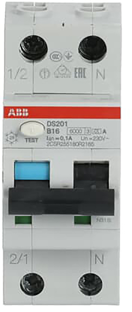 ABB DS201 Einphasen RCBO 16A 100mA 6kA B Kurve - 2CSR255180R2165