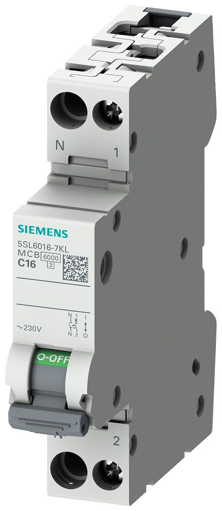Interruptor Siemens 5SL6 C6A 230V 6kA 1P+N - 5SL60067KL