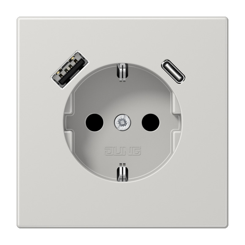 Jung LS990 Wall Socket With Dual USB A C Charging Ports (European Socket) - LS1520-15CALG