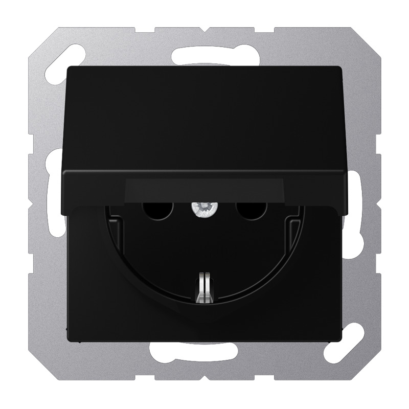 Jung A500 Wandcontactdoos 16A 250V IP44 Met Veiligheidsafdekking (Europese Stekkerdoos) - A1520BFKIKLSWM