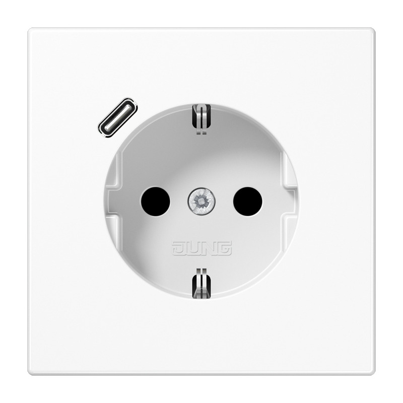 Jung LS990 Wall Socket With USB-C Quick Charge Port (European Socket) - LS1520-18CWW