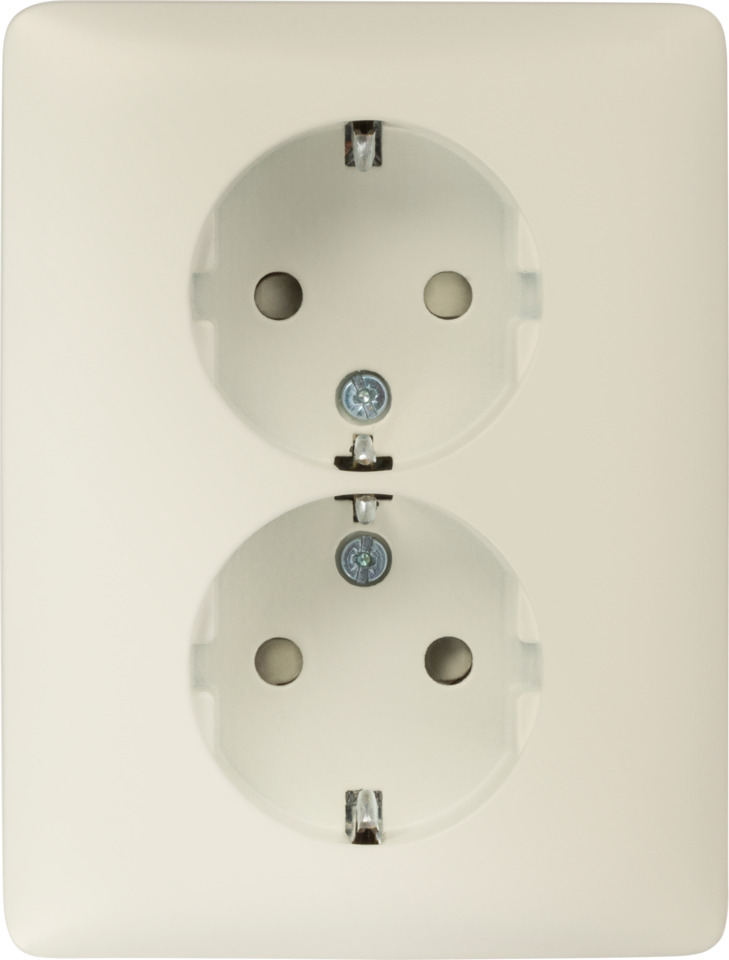 Niko Double Socket Outlet With Child Safety Vertical Cream (European Socket) - 100-67865
