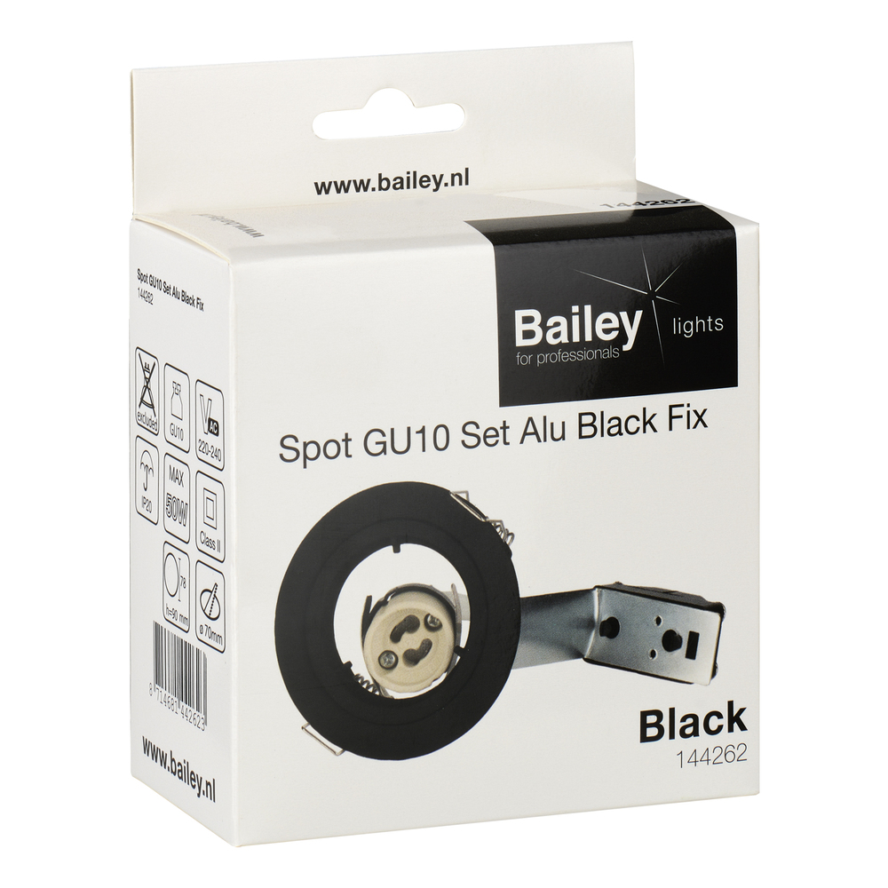 Projecteur Encastré Fixe GU10 Cadre En Aluminium Noir - 144262