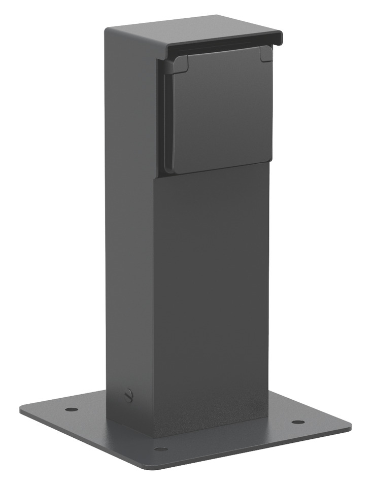 Schwarze Außensteckdose Mit Bodenplatte IP55 - 761-36915