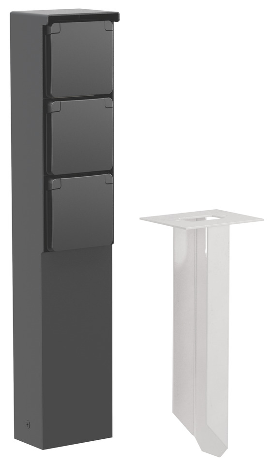 Outdoor IP55 Triple Socket Garden Post With Ground Spike (European Socket) - 761-36835