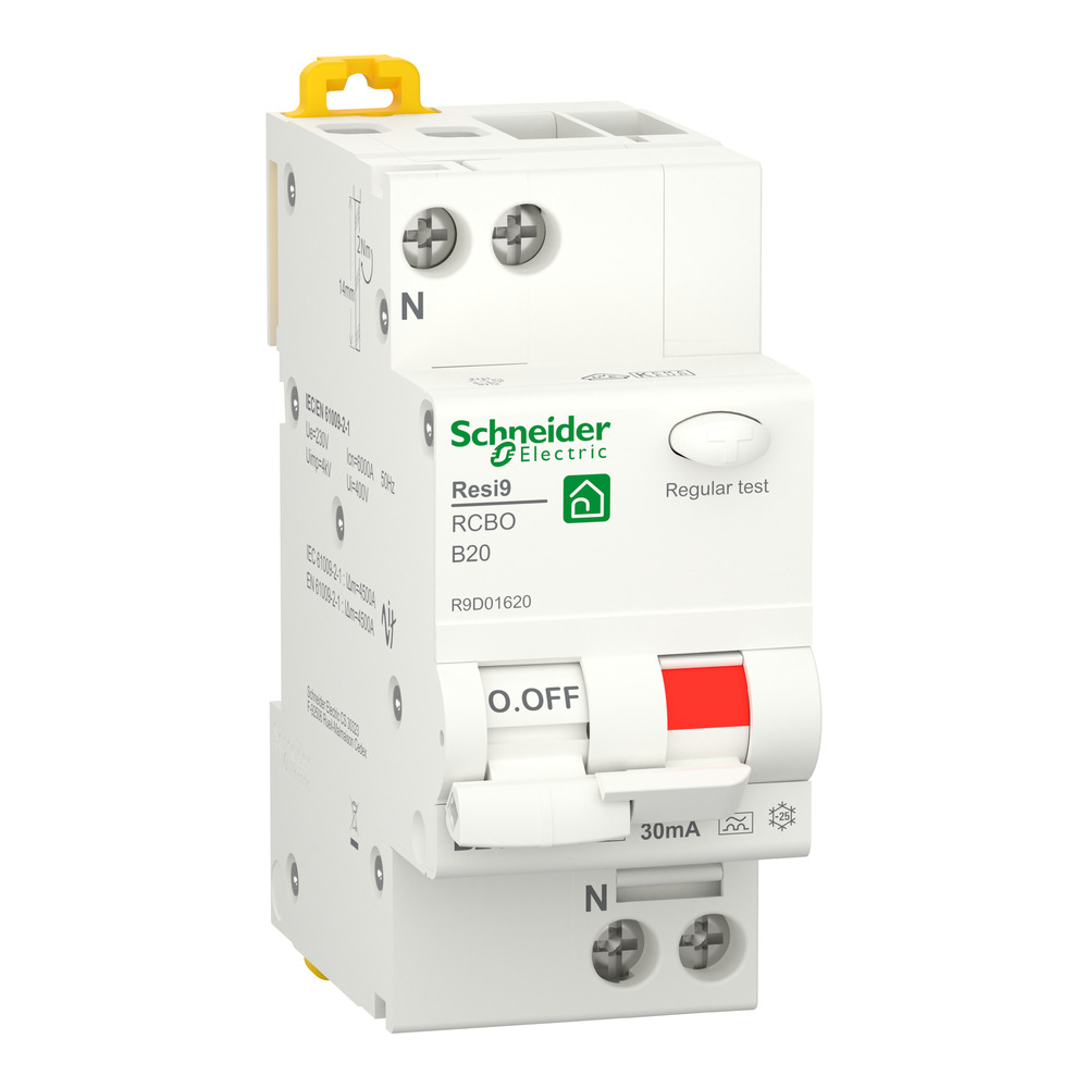 Schneider Resi9 RCBO 20A 30mA Typ A Fehlerstromschutzschalter - R9D01620