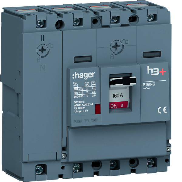 Hager H3+ P160 4-poliger 160A Lasttrennschalter - HCS161AC