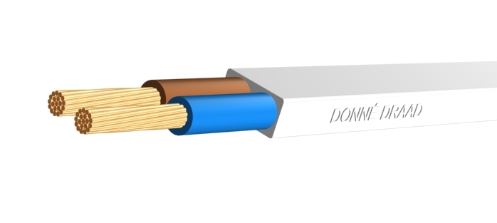 Flexible Vinyl Cable 2x0.75mm² Flat White Eca - D09477 [100 Meters]