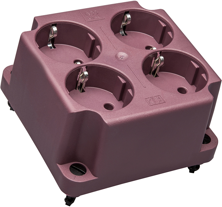 ABB 3640 Red Cover With 4-Gang Schuko Socket - 1SPA007130F9265