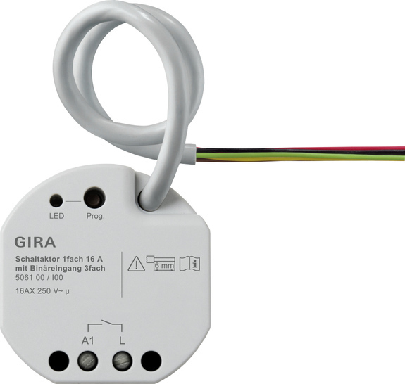 Gira One KNX 16A Single Switching Actuator With 3 Inputs - 506100