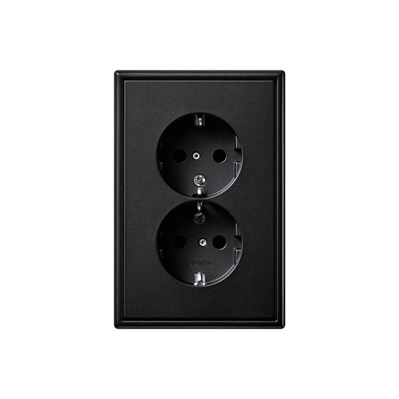 Jung LS990 Dubbele Stopcontactuitgang Matt Zwart (Europese Stekkerdoos) - LS5015KISWM