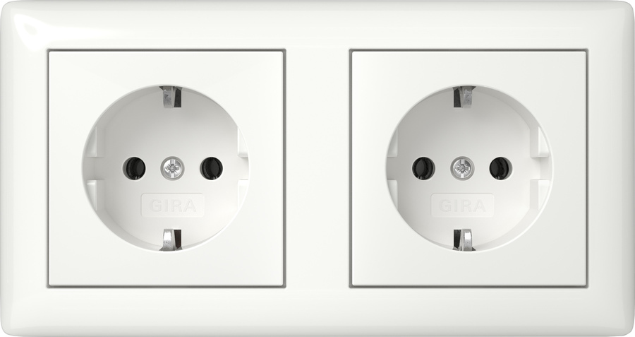 Gira Systeem 55 Dubbele Stopcontactuitgang Puur Wit Glanzend - 492503