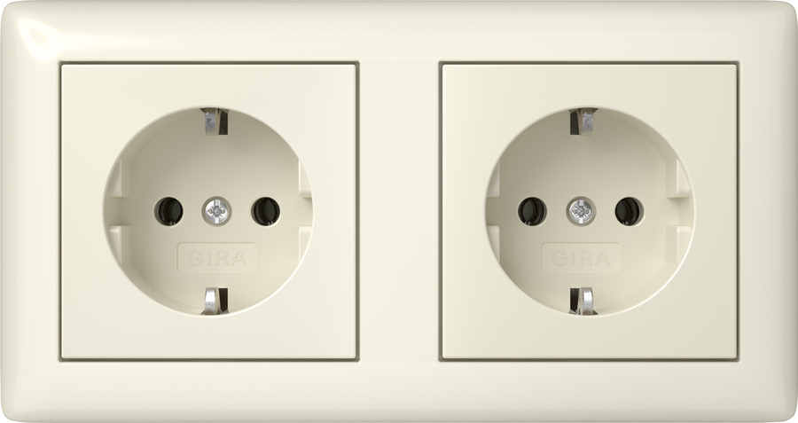 Gira System 55 Dual Socket Outlet With Ground - 492501