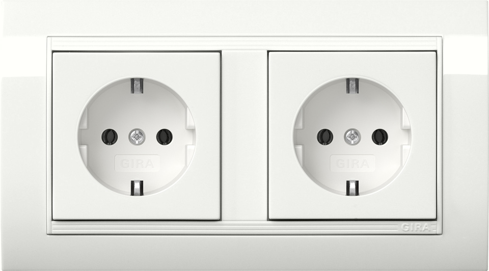 Gira Standard 55 Doppeltes SCHUKO Steckdose Mit Rahmen Rein Weiß - 4921023