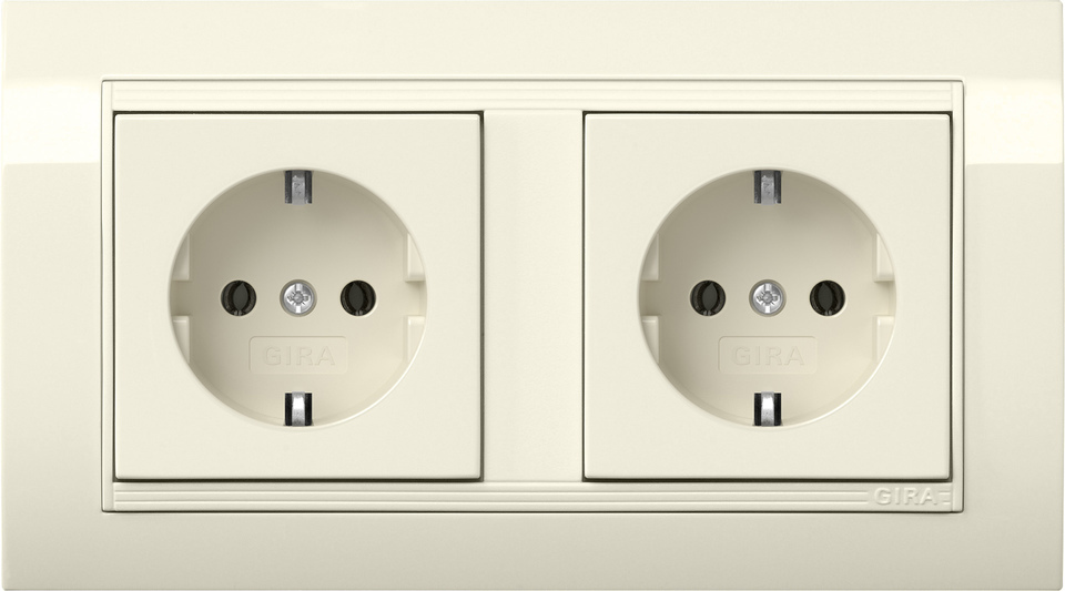 Gira Dual SCHUKO Socket Outlet With Frame Type 10 Standard 55 - 4921021